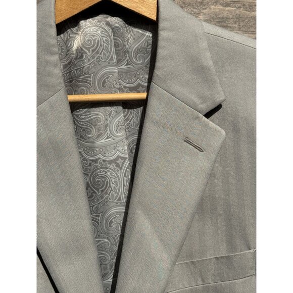 Chaps Mens Gray Blazer Jacket With Paisley Lining Single-Breasted Two-Button Siz - Picture 6 of 8